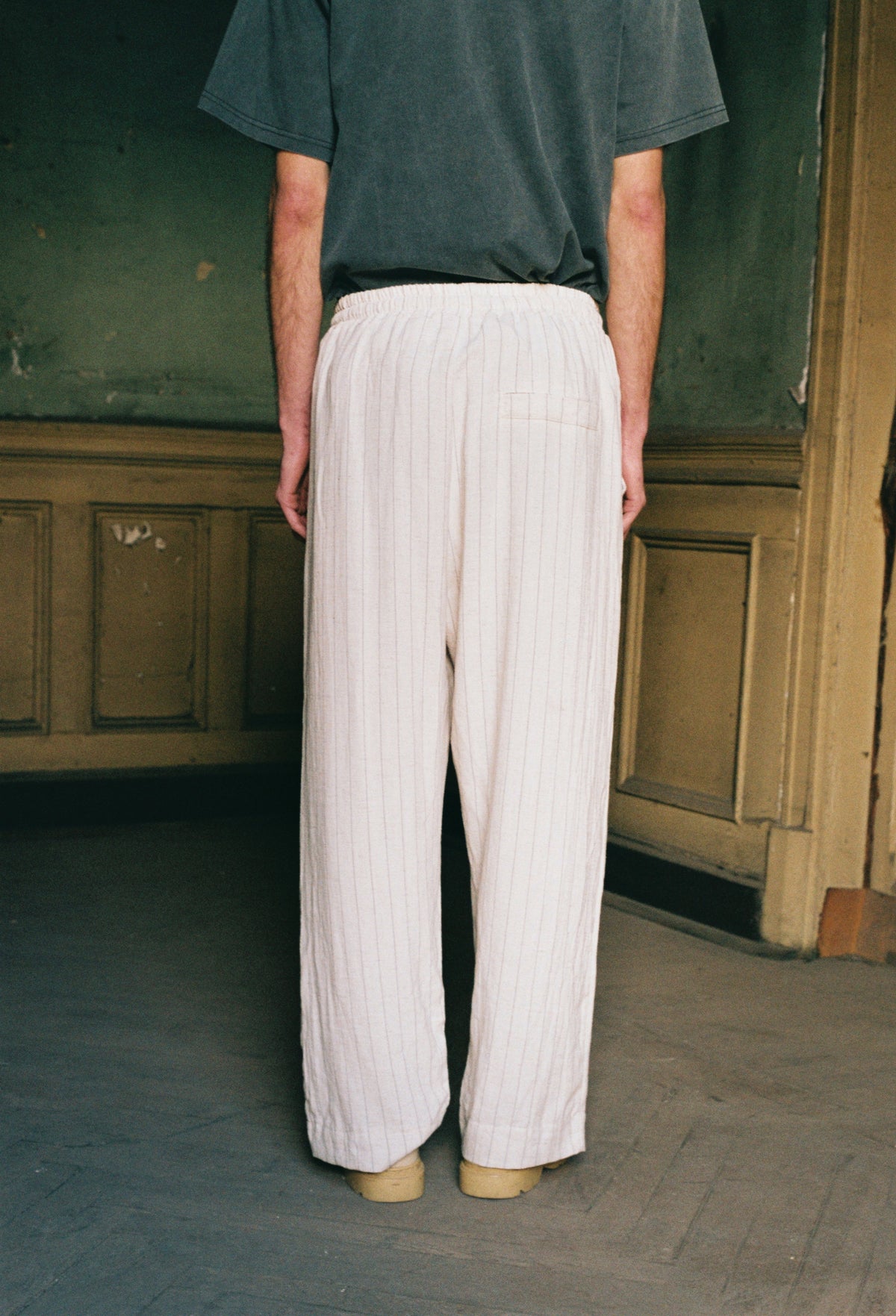 PANTALÓN LINO CRUDO RAYAS