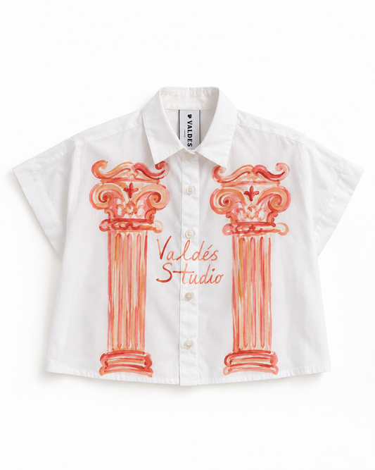 CAMISA CROP TOP -ACUARELA A MANO
