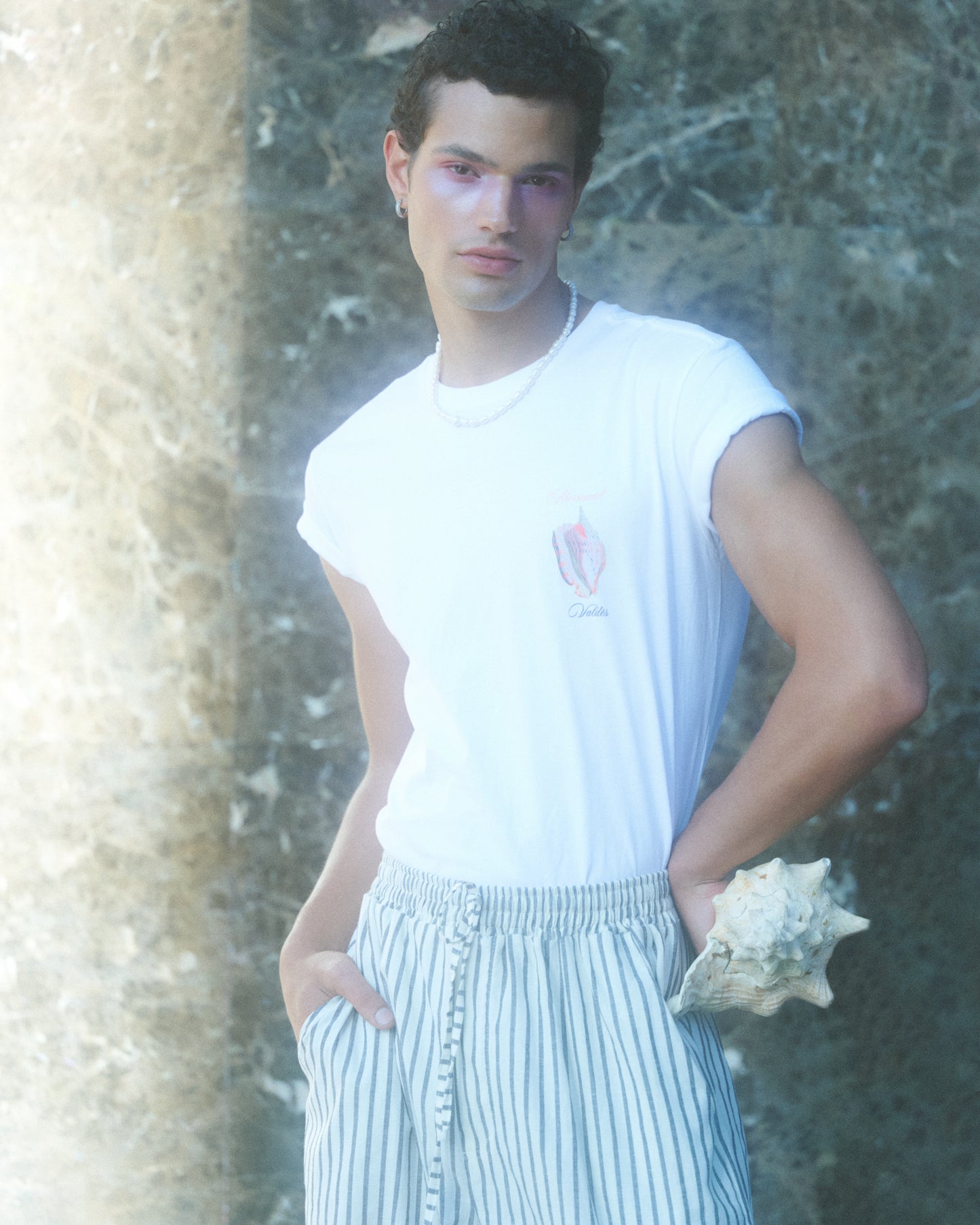 PANTALÓN UNISEX LINO BLANCO RALLADO- BARREL.