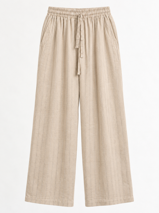 PANTALÓN LINO CRUDO RAYAS