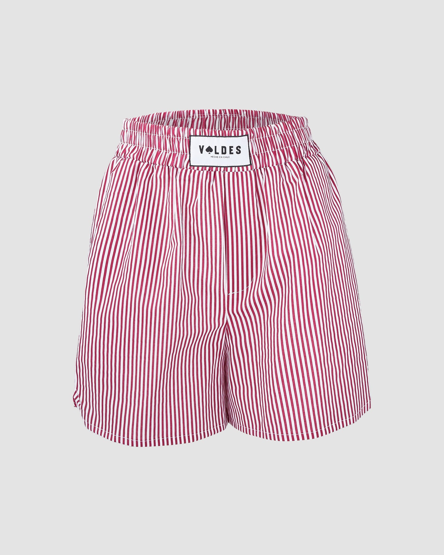 SHORT BOXER ALGODÓN CONJUNTO RALLADO BLANCO Y ROJO