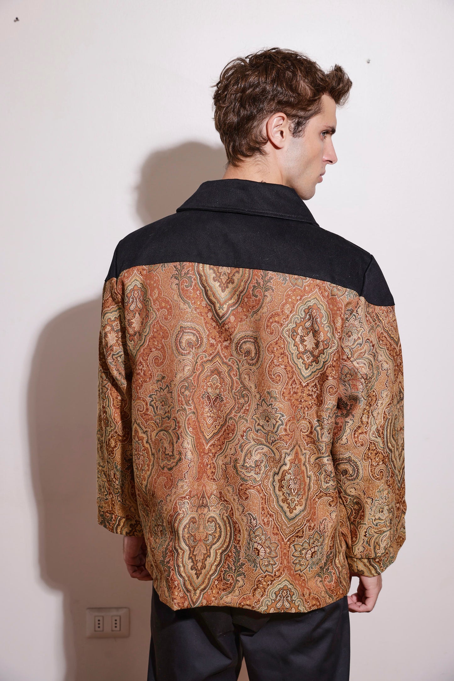 CHAQUETA BROCATO PRINT BICOLOR OVERSIZE- SANTINO