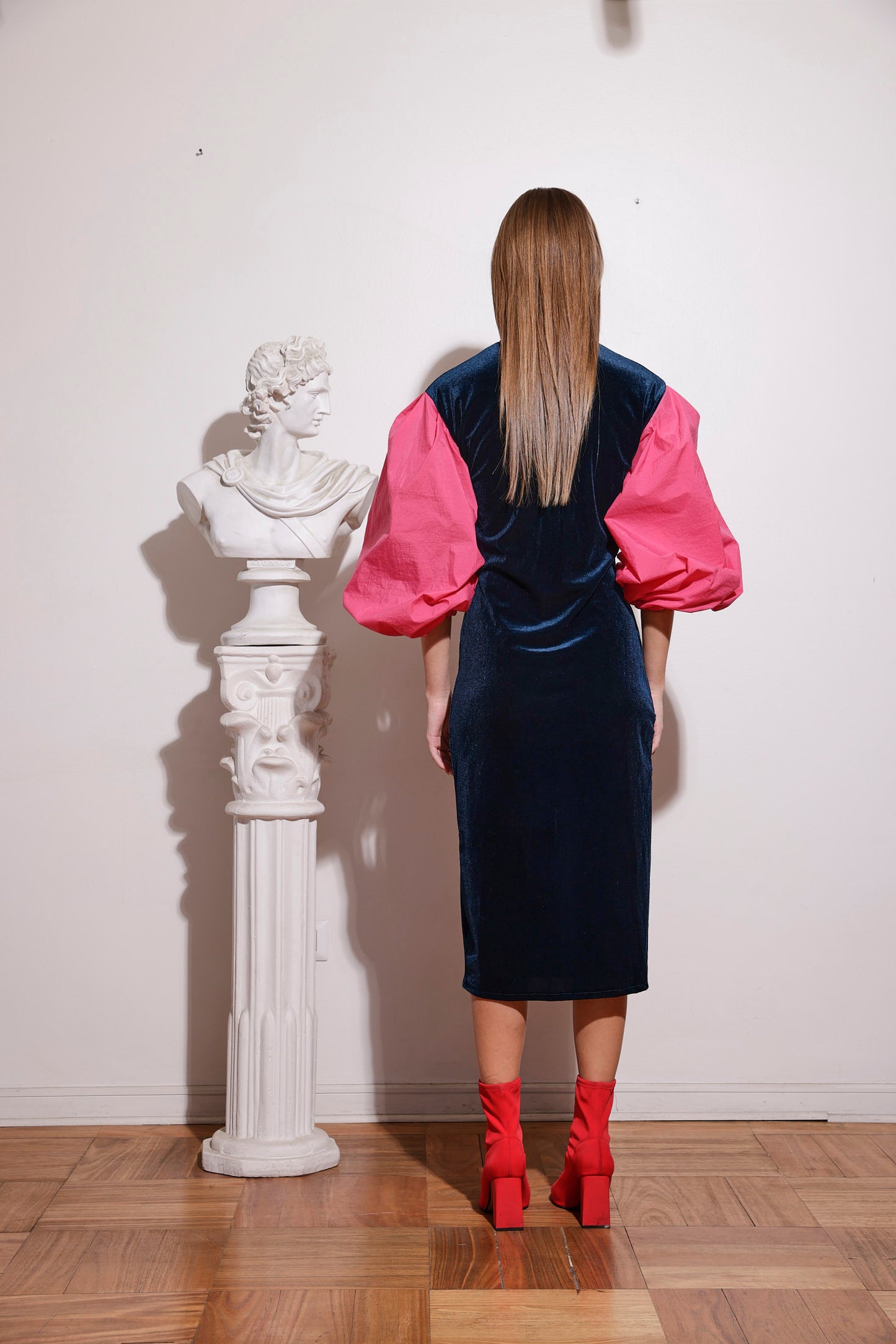 VESTIDO TERCIOPELO BICOLOR - NINA