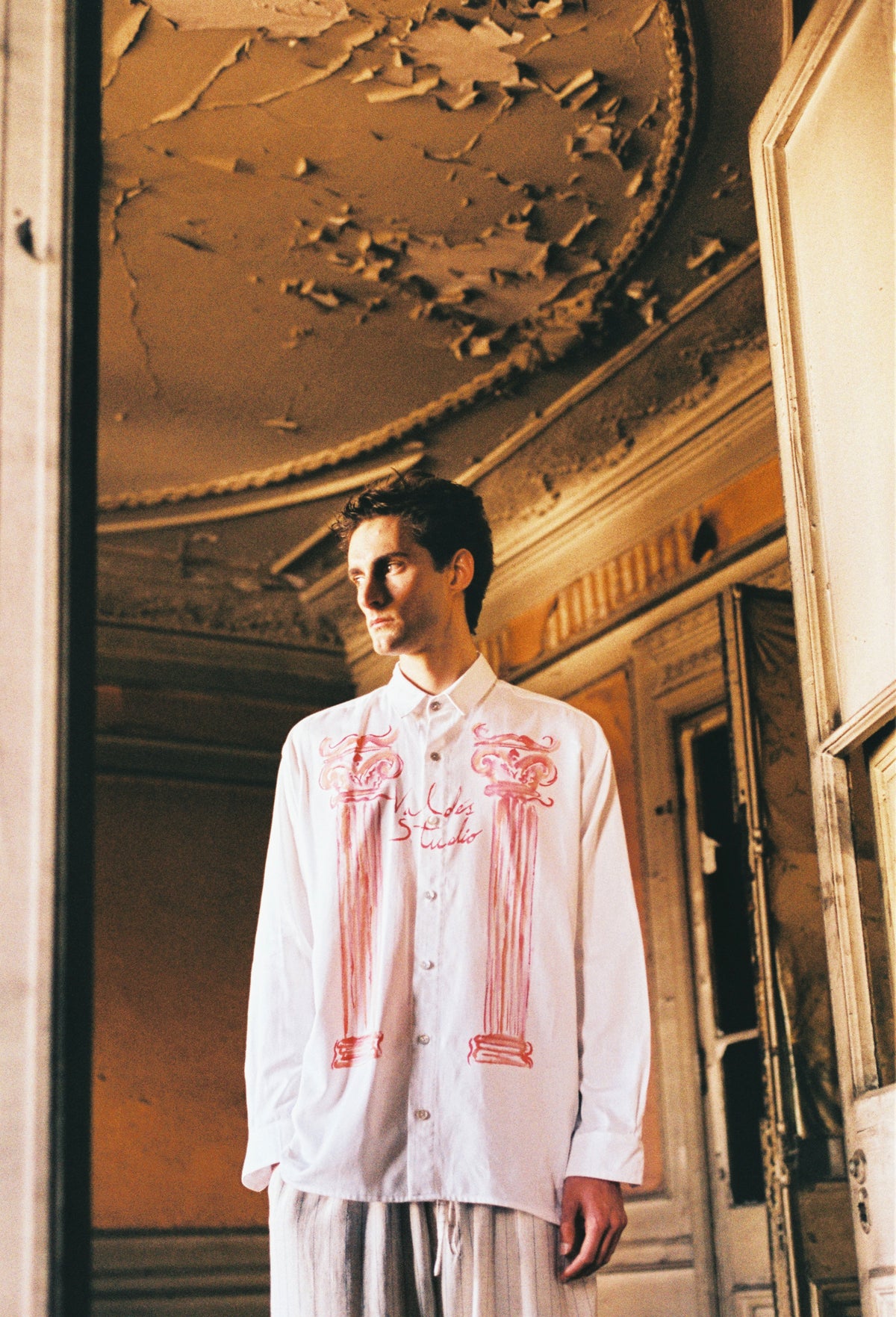 CAMISA ALGODON CAYETANA - ACUARELA A MANO