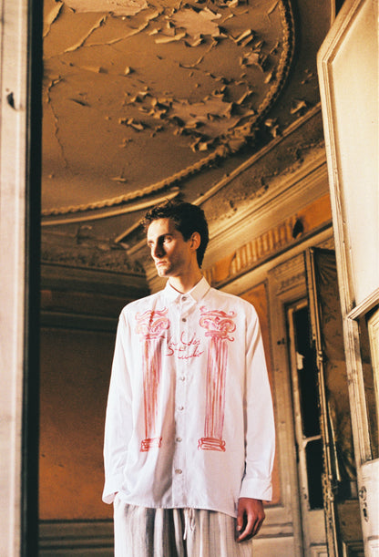 CAMISA ALGODON CAYETANA - ACUARELA A MANO