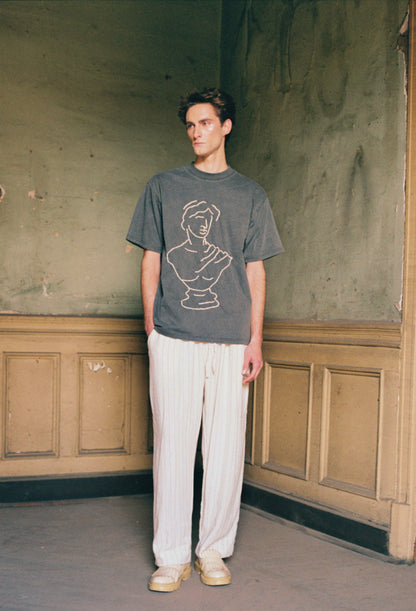 POLERA SEBASTIANA GRIS BUSTO BORDADO