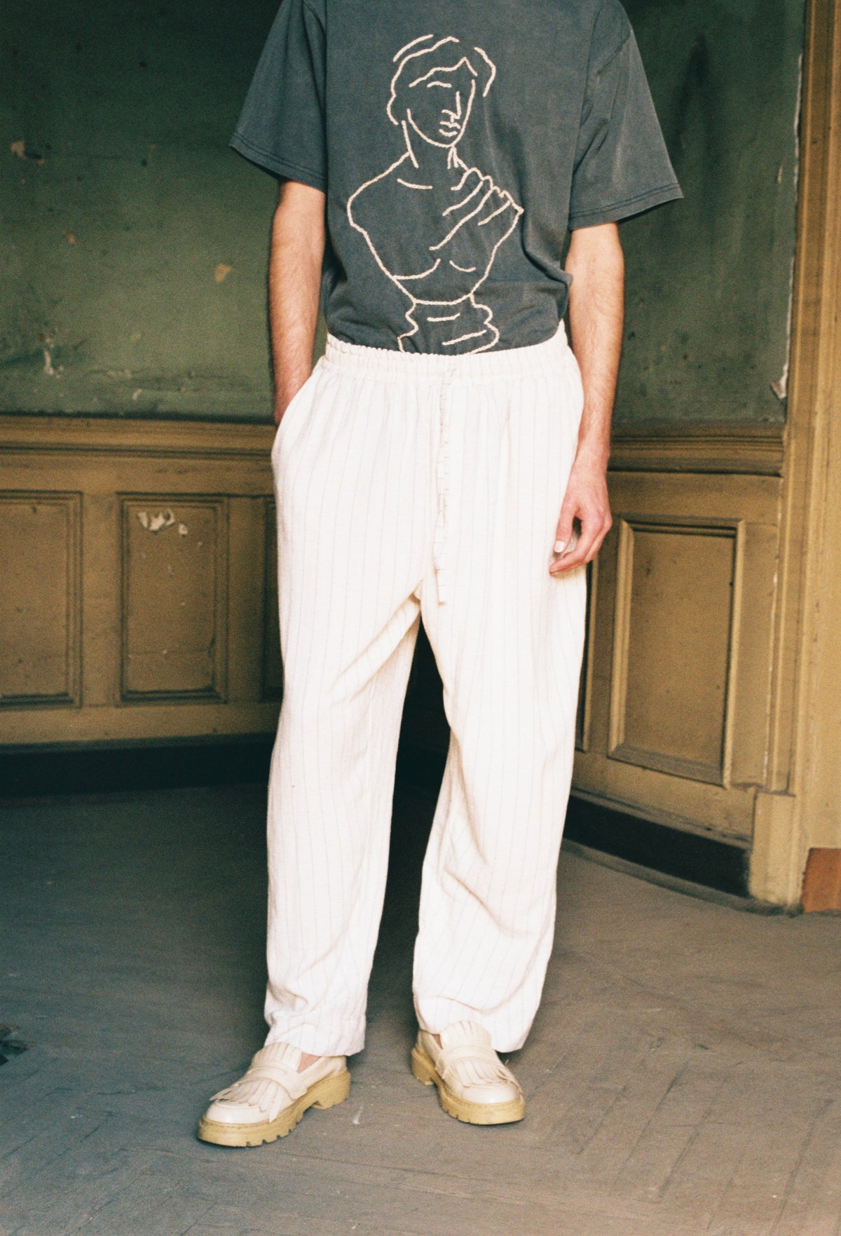 PANTALÓN LINO CRUDO RAYAS