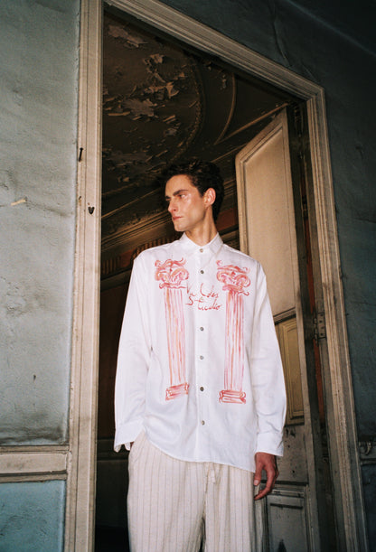 CAMISA ALGODON CAYETANA - ACUARELA A MANO