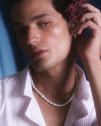 CAMISA  ALGODÓN RALLADA  ROSA BORDADOS – CONJUNTO MATEO