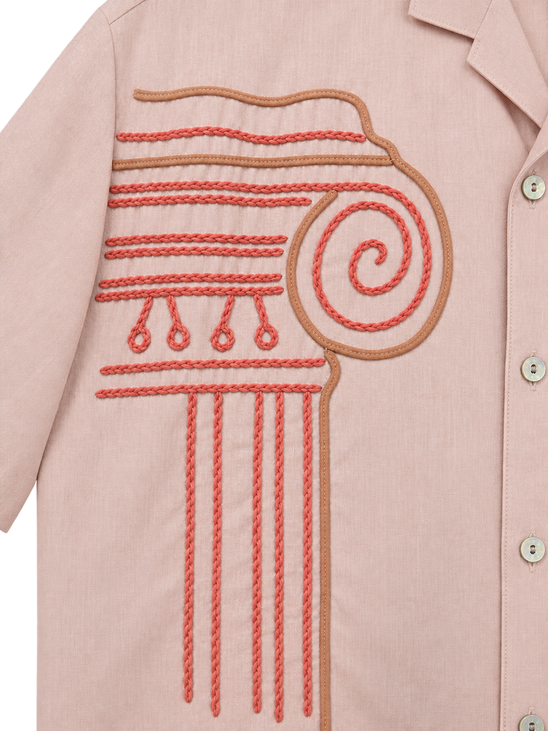 GUAYABERA LINO MATEO ROSA BORDADOS