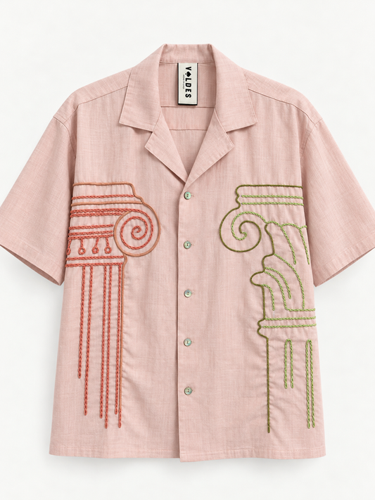 GUAYABERA LINO MATEO ROSA BORDADOS