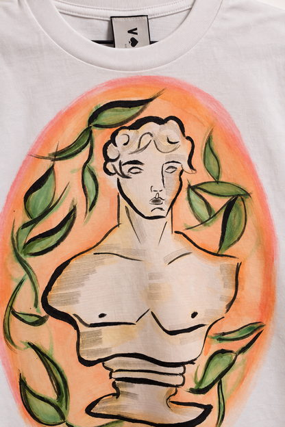 POLERA SEBASTIANA BLANCA-  BUSTO ACUARELA A MANO