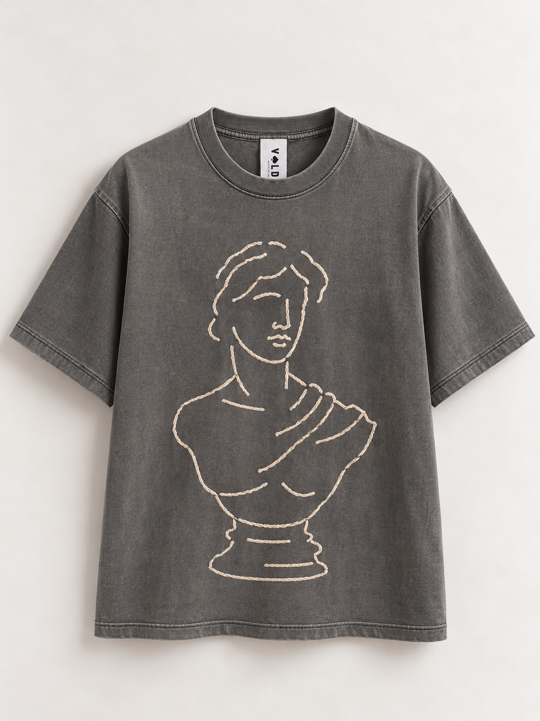 POLERA SEBASTIANA GRIS BUSTO BORDADO