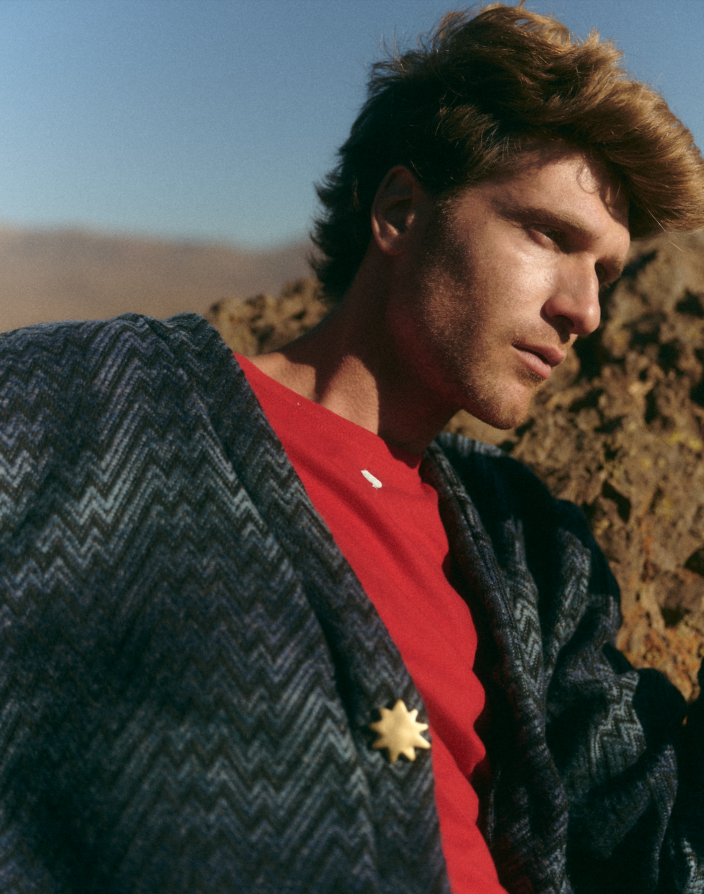 CARDIGAN PAÑO DE LANA AZUL ESTRELLADO UNISEX- TEO