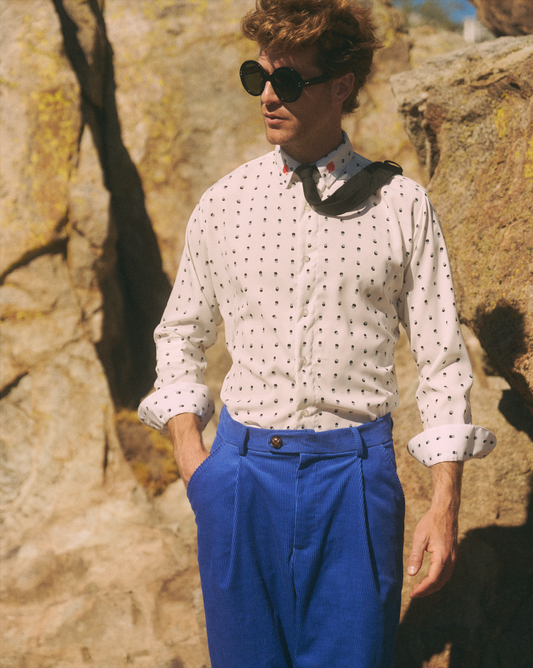 CAMISA LUNARES SEDA VISCOSA  UNISEX- CAYETANA