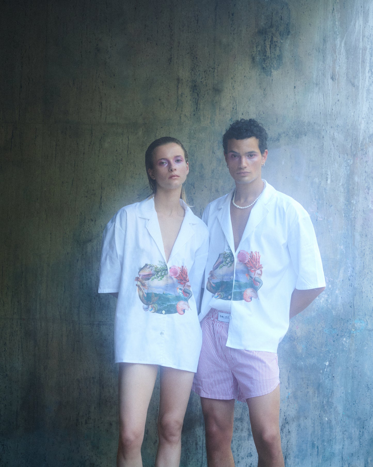 CAMISA  GUAYABERA ALGODÓN  BLACO PRINT  SIRENA-MATEO