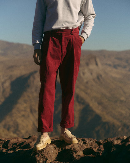 PANTALÓN PINZAS ROJO COTELÉ ALGODON  UNISEX- LUDOVICO