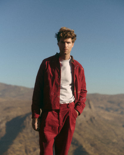 PANTALÓN PINZAS ROJO COTELÉ ALGODON  UNISEX- LUDOVICO