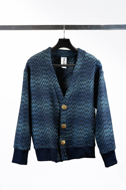 CARDIGAN PAÑO DE LANA AZUL ESTRELLADO UNISEX- TEO