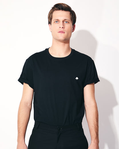 POLERA ALGODON NEGRA UNISEX - SEBASTIANA PICA BOLSILLO