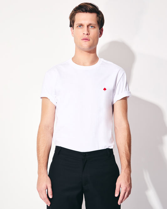 POLERA ALGODON BLANCA UNISEX - SEBASTIANA PICA BOLSILLO