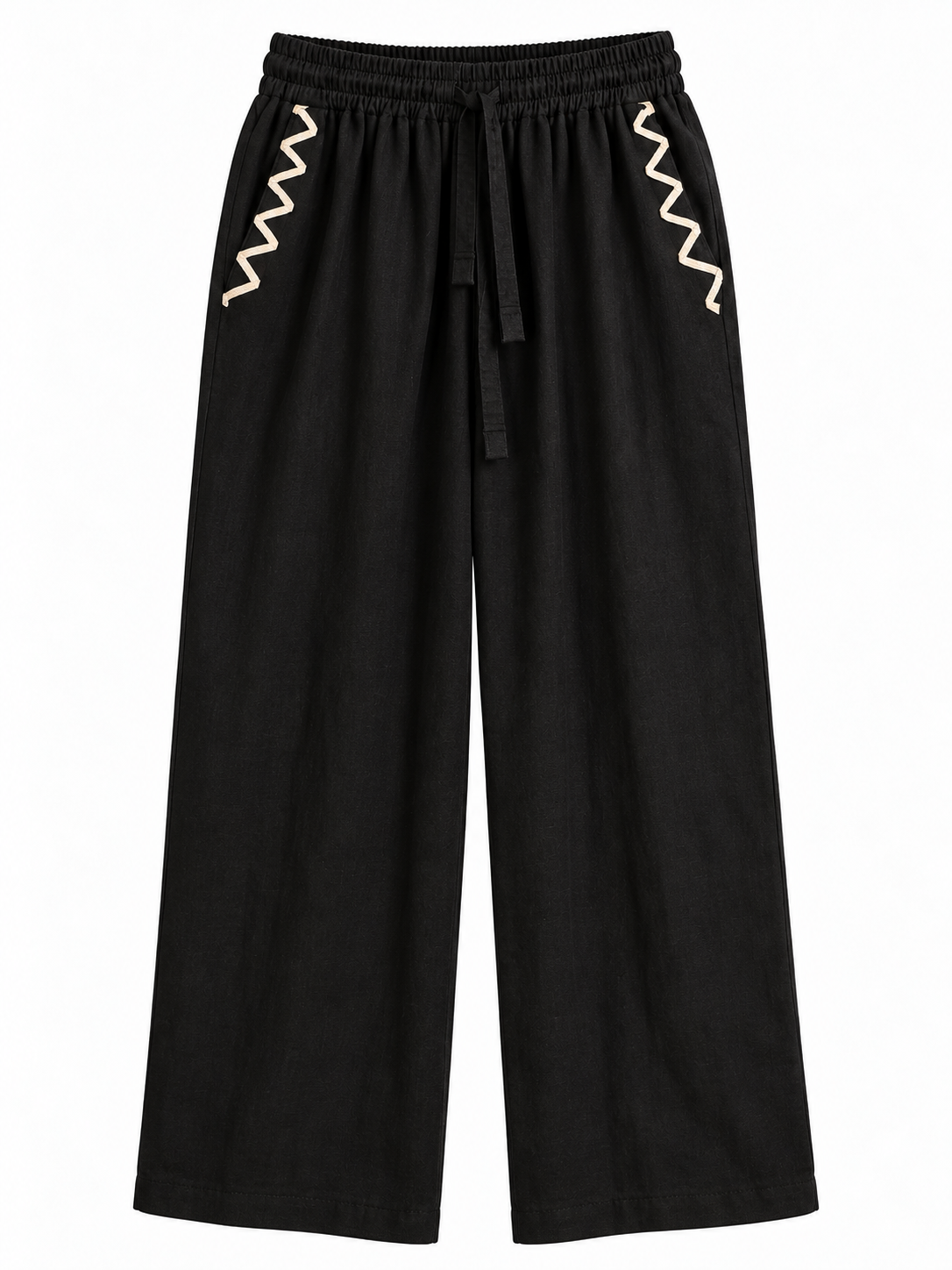 PANTALÓN NEGRO LINO - BORDADO
