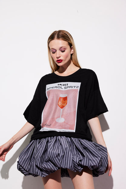 POLLERA GLOBO MINI ALGODON GRIS