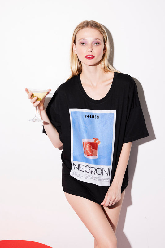 POLERA UNISEX ALGODÓN NEGRA- NEGRONI.