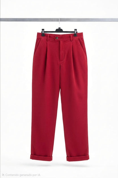 PANTALÓN PINZAS ROJO COTELÉ ALGODON  UNISEX- LUDOVICO